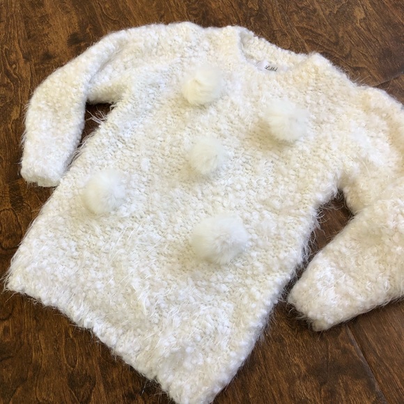 Lolilal Girl’s White Sparkle Fluffy Sweater - Picture 3 of 5
